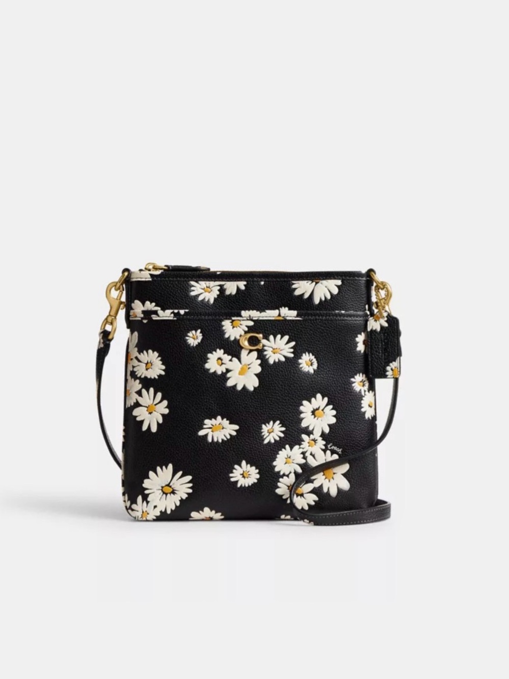 NWT Coach Kitt Messenger Crossbody Bag, Floral Print - Brass/Black Multi